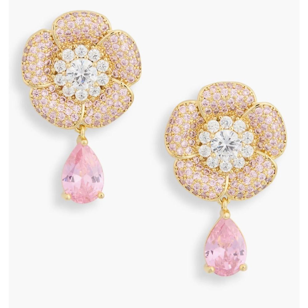 Eye Candy Aaron CZ pave flower drop earrings